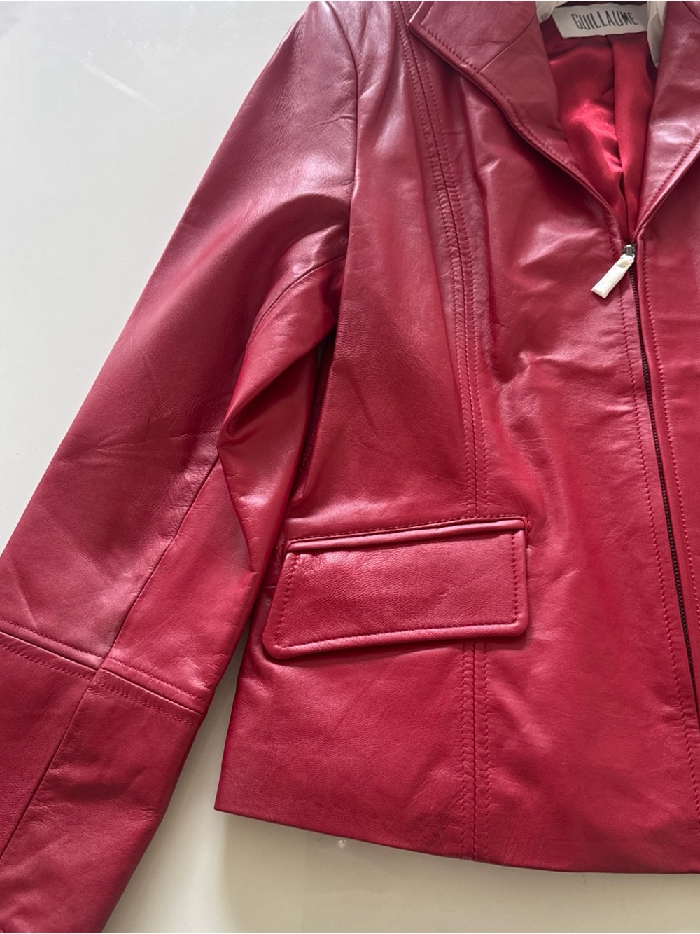 Guillaume Red Leather Zip-Up Jacket - NWT - ladies medium - Picture 4 of 8